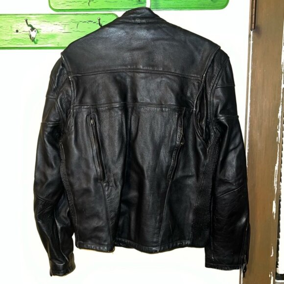Vintage Zony Inc Heavy Duty Genuine Leather Motorcycle Jacket Size M - Picture 2 of 15